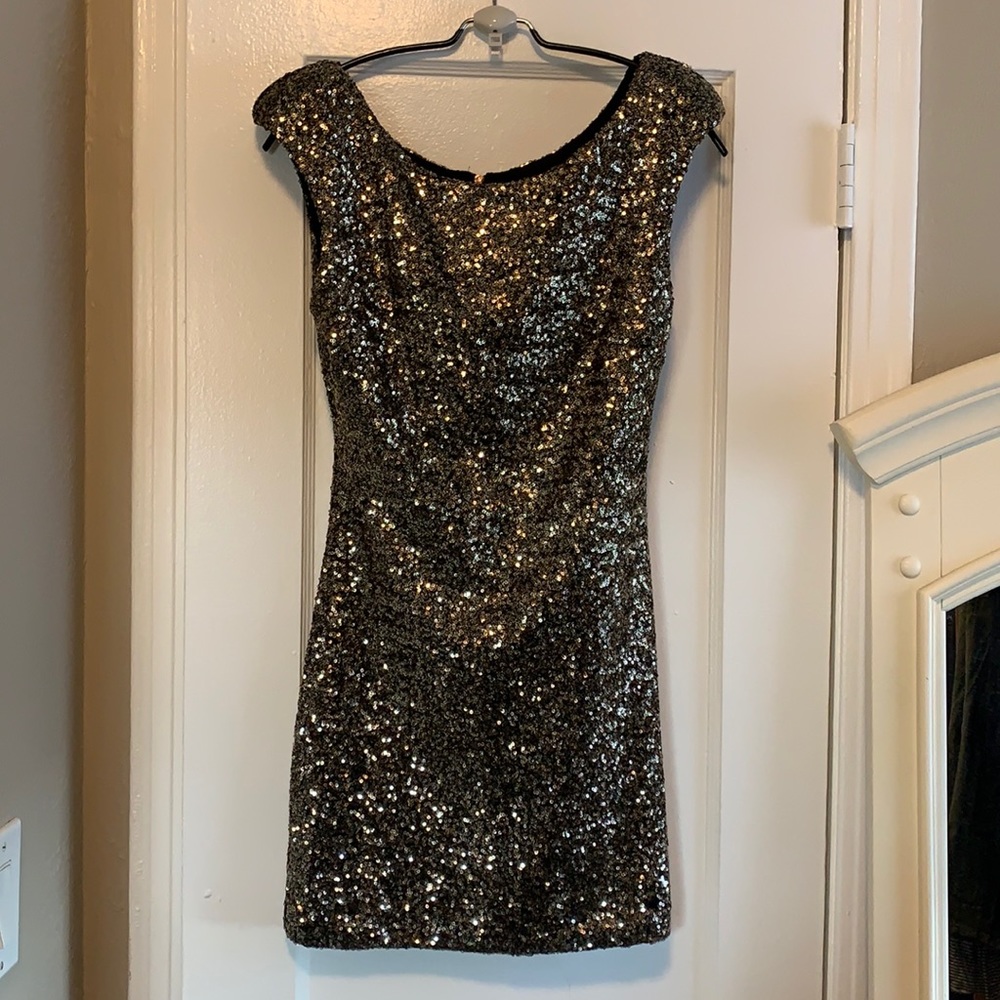 Mink Pink MINI Gold Sequin Dress